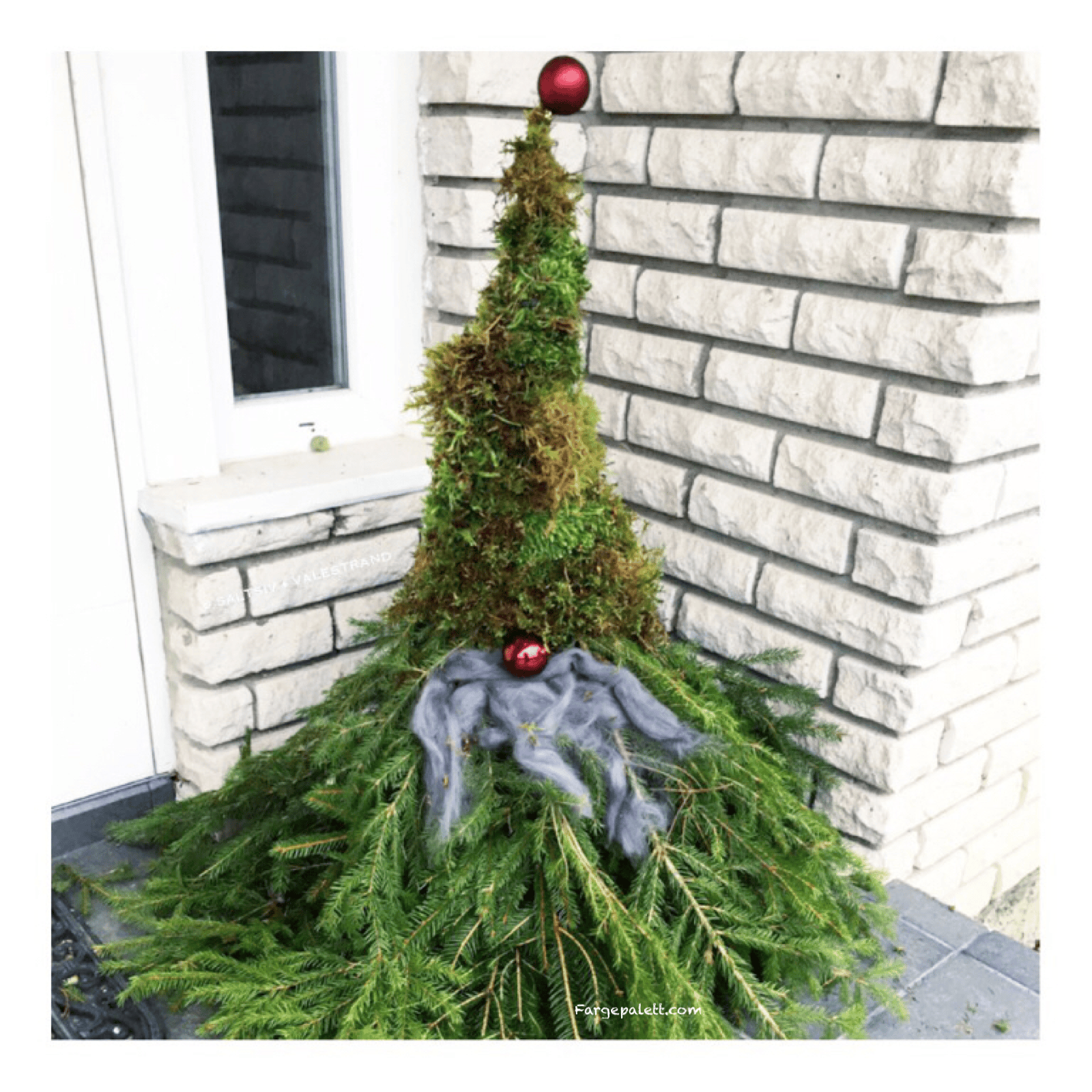 Nisse av gran og mose pynt jul Santa Claus christmas decoration nature natur lag selv diy julekule skjegg Trappa